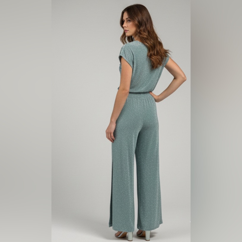 Boston Proper Glitter Pant Suit Blue/Green - Picture 6 of 8